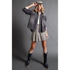 Easel Black Denim Distressed Jean Jacket